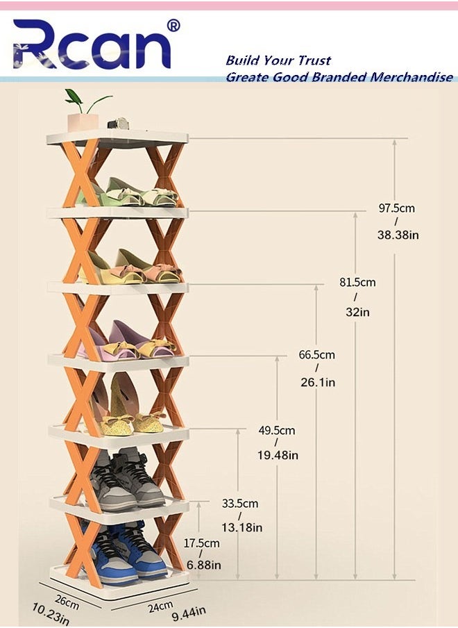 Rcan 7 Tier Stackable Foldable Narrow Shoe Rack DIY Freestanding Portable Assembly Shoe Cabinet Space-Saving Plastic Shoe Storage for Entrance Hallway Bedroom Wardrobe  - Image 5