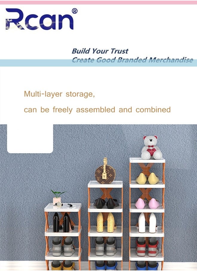 Rcan 7 Tier Stackable Foldable Narrow Shoe Rack DIY Freestanding Portable Assembly Shoe Cabinet Space-Saving Plastic Shoe Storage for Entrance Hallway Bedroom Wardrobe  - Image 4