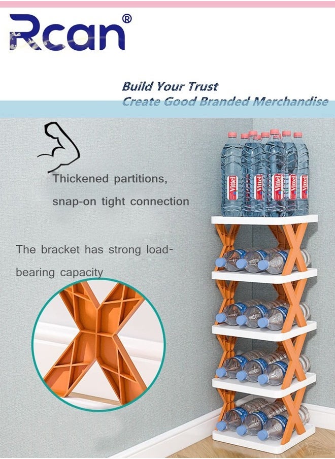 Rcan 7 Tier Stackable Foldable Narrow Shoe Rack DIY Freestanding Portable Assembly Shoe Cabinet Space-Saving Plastic Shoe Storage for Entrance Hallway Bedroom Wardrobe  - Image 3