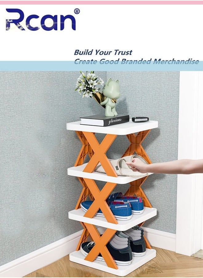 Rcan 7 Tier Stackable Foldable Narrow Shoe Rack DIY Freestanding Portable Assembly Shoe Cabinet Space-Saving Plastic Shoe Storage for Entrance Hallway Bedroom Wardrobe  - Image 2
