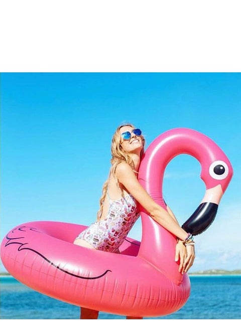 Pink Flamingo Float Large Size 127 by 127cm for Adults and Kids to Swim Safely, Strong Material, Light and Easy to Inflate for Summer Pool | From Generic