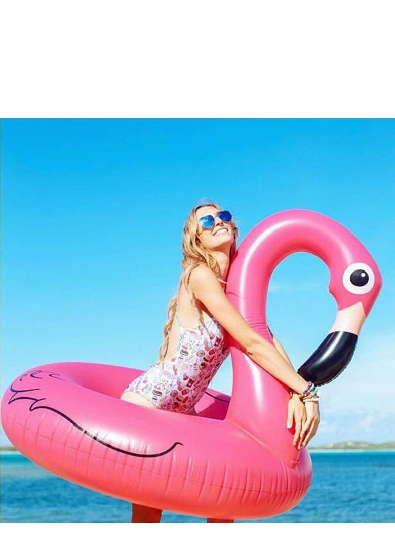 null - Pink Flamingo Float Large Size 127 by 127cm for Adults and Kids to Swim Safely, Strong Material, Light and Easy to Inflate for Summer Pool | From Generic - Image 1