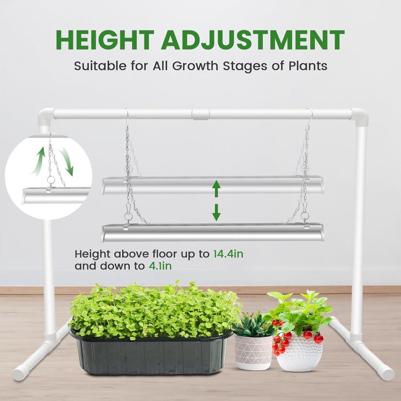 Wolezek Grow Lights for Seed Starting with Stand, 2ft T5 144 LEDs Full Spectrum Seedling Grow Light for Indoor Plants, 32W High Output Seed Starter Light Kit, Height Adjustable, ON-Off Switch - Image 4