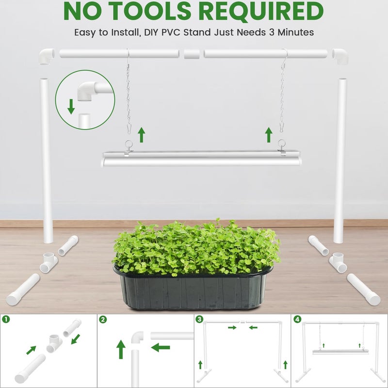Wolezek Grow Lights for Seed Starting with Stand, 2ft T5 144 LEDs Full Spectrum Seedling Grow Light for Indoor Plants, 32W High Output Seed Starter Light Kit, Height Adjustable, ON-Off Switch - Image 5