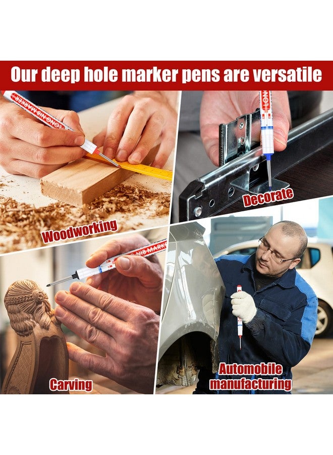 Marspark Multi-Purpose Deep Hole Marker Pens Long Nosed Marker Deep Drill Hole Long Nib Scriber Waterproof Mechanical Carpentry Colorful Marker Pen For Woodworking Hardware Decoration Construction (24 Pieces) - Image 5