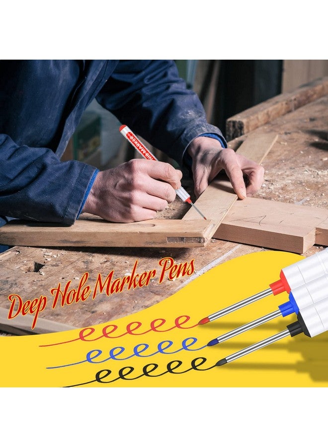 Marspark Multi-Purpose Deep Hole Marker Pens Long Nosed Marker Deep Drill Hole Long Nib Scriber Waterproof Mechanical Carpentry Colorful Marker Pen For Woodworking Hardware Decoration Construction (24 Pieces) - Image 2