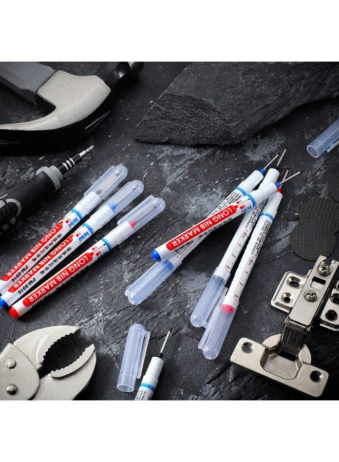 Marspark Multi-Purpose Deep Hole Marker Pens Long Nosed Marker Deep Drill Hole Long Nib Scriber Waterproof Mechanical Carpentry Colorful Marker Pen For Woodworking Hardware Decoration Construction (24 Pieces) - Image 4