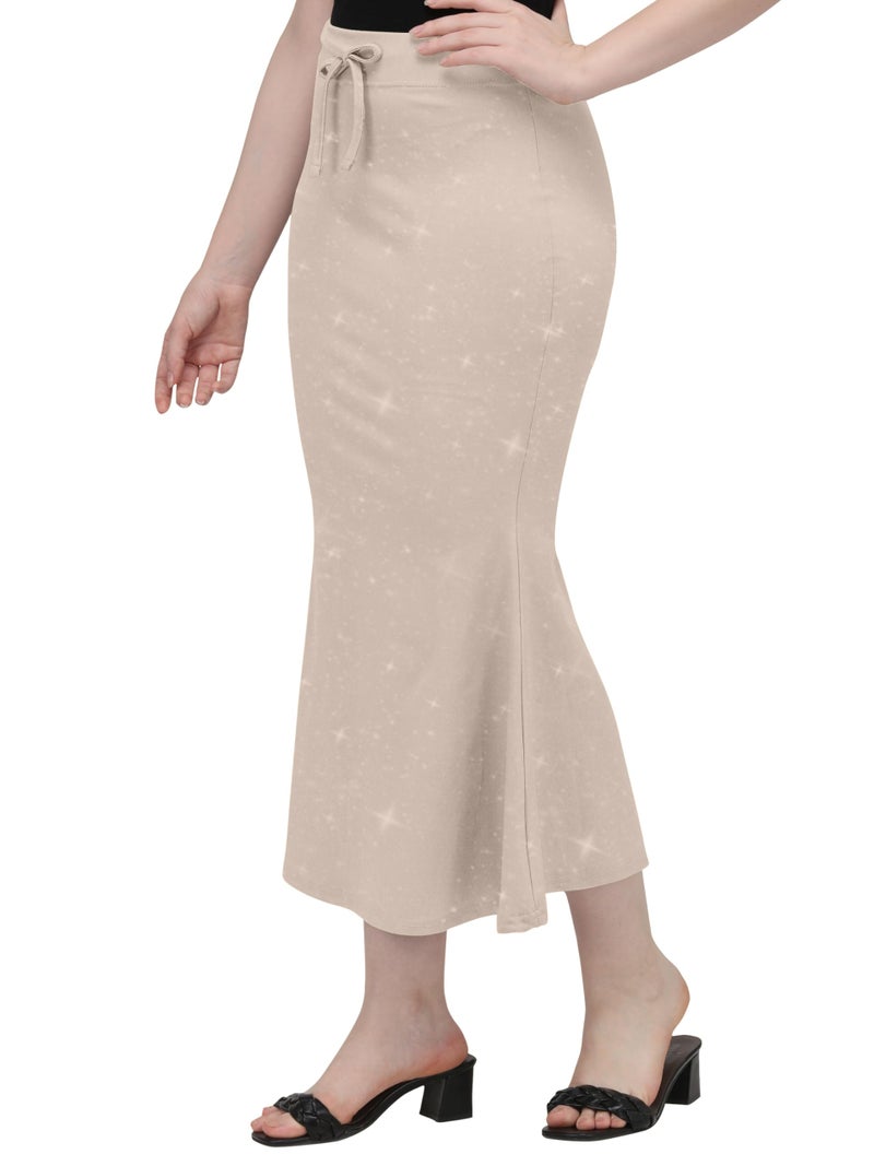 Mehrang Cotton Blend Stretchable Shimmer Saree Shapewear Petticoat for Women, Skirts for Women,Shape Wear Dress for Saree Oatmeal - Image 5