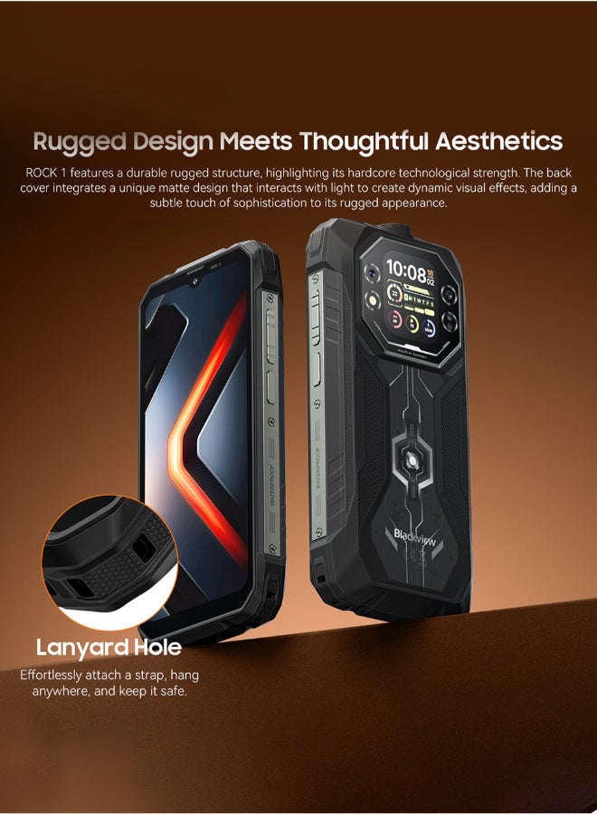 Blackview ROCK 1 Rugged Dual Screen Smartphone 6.56 Inch 90Hz HD+ IPS Main Display + 2.01 Inch 60Hz Secondary Touch Screen 490g Outdoor Mobile Phone Black - Image 3