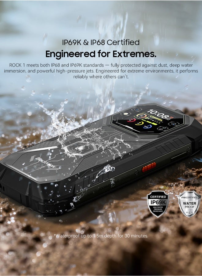 Blackview ROCK 1 Rugged Dual Screen Smartphone 6.56 Inch 90Hz HD+ IPS Main Display + 2.01 Inch 60Hz Secondary Touch Screen 490g Outdoor Mobile Phone Black - Image 5