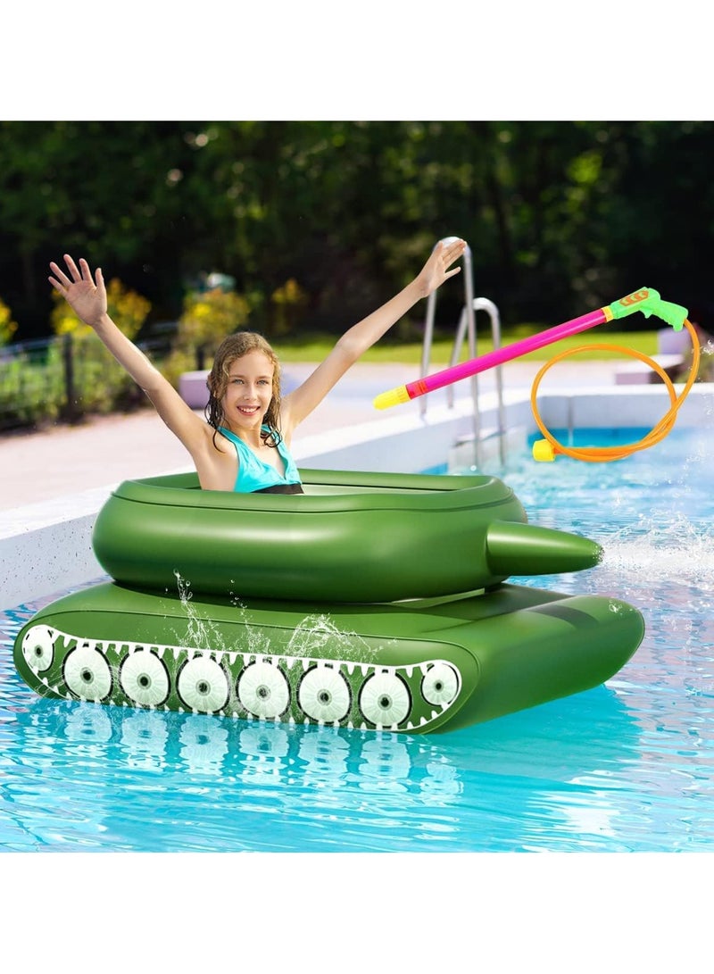 JOMILA Tank Inflatable Pool Floats, Pool Floaties with Water Squirt Gun, Inflatable Tank Float with Cannon for Kids and Adults, Giant Inflatable Pool Floats for Adults - Image 1