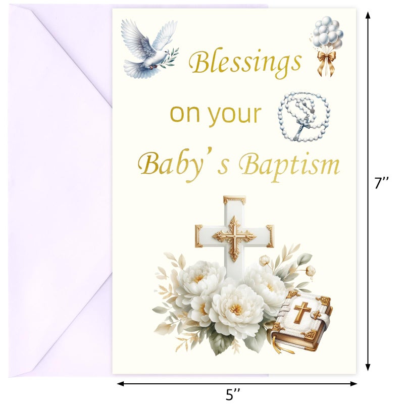 ceiba tree Baptism Card for Baby Boy Girl 1PCS with Envelope Message Inside Gold Foil 5X7 inch - Image 2