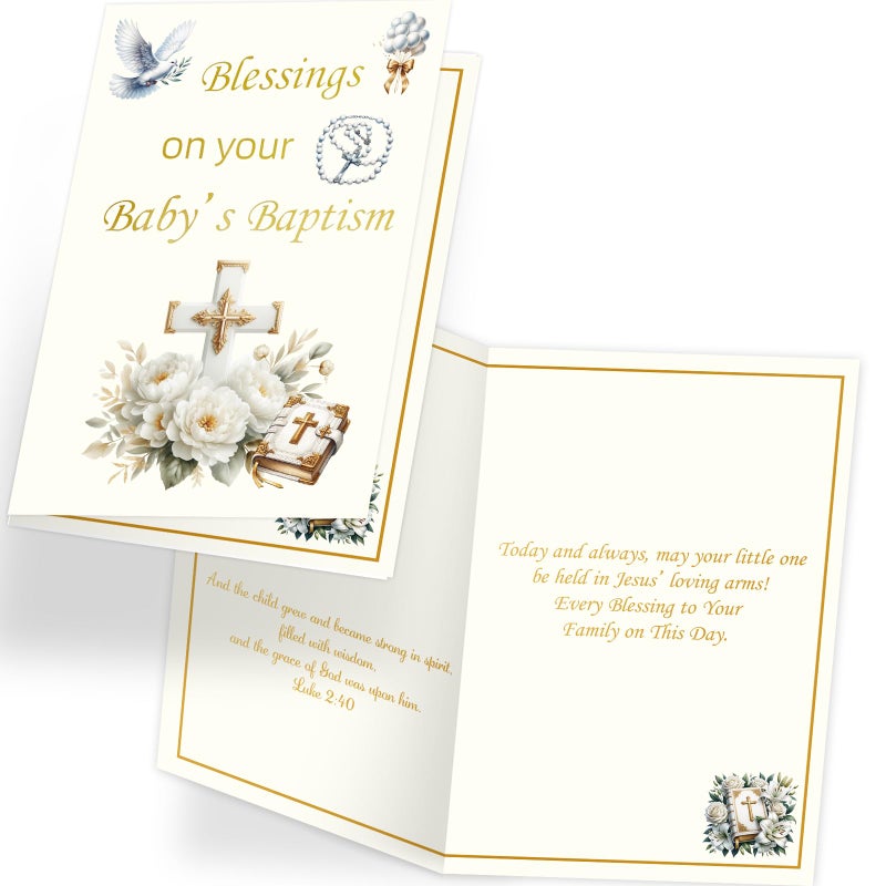 ceiba tree Baptism Card for Baby Boy Girl 1PCS with Envelope Message Inside Gold Foil 5X7 inch - Image 3