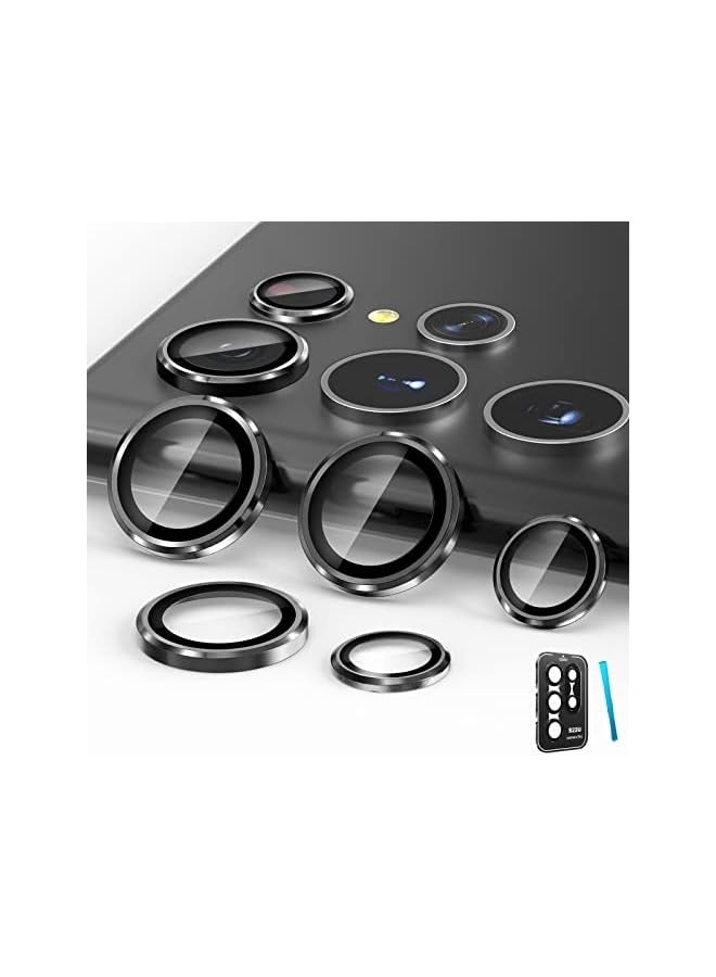 PROMASS Camera Lens Protector for Galaxy S22 Ultra (2022), Scratch-resistant Tempered Glass Back Camera Lens Protector, Aluminum Alloy Full Fit Lens Ring Cover, Black - Image 1