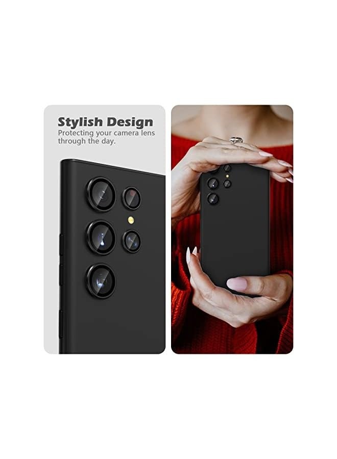 PROMASS Camera Lens Protector for Galaxy S22 Ultra (2022), Scratch-resistant Tempered Glass Back Camera Lens Protector, Aluminum Alloy Full Fit Lens Ring Cover, Black - Image 5