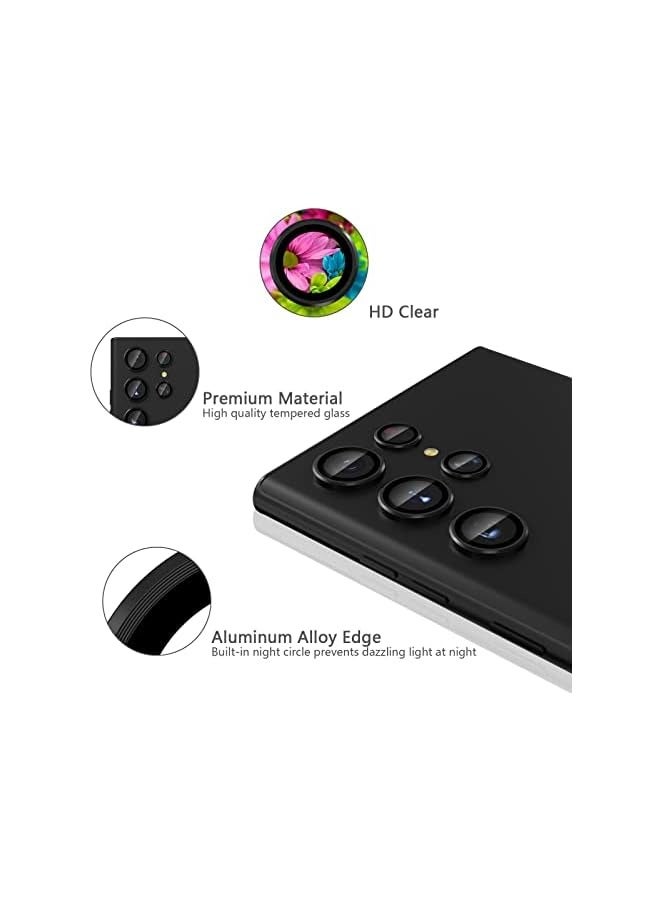 PROMASS Camera Lens Protector for Galaxy S22 Ultra (2022), Scratch-resistant Tempered Glass Back Camera Lens Protector, Aluminum Alloy Full Fit Lens Ring Cover, Black - Image 4