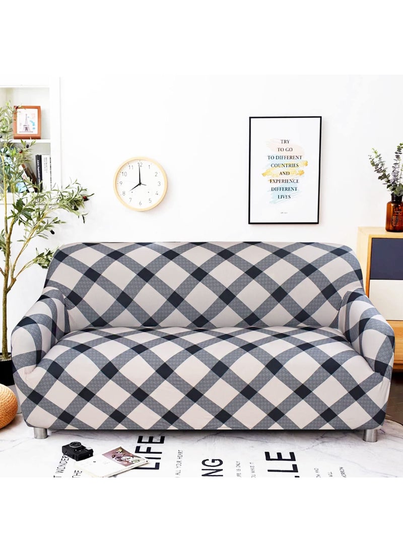 AMAZE ATTIRES AMAZE ATTIRES Universal Sofa Cover for 3 Seater with Flexible Stretch Elastic Sofa Cover for Couch Sofas Check Design ALSC0013  - Image 1