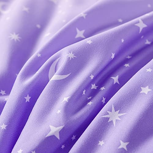 URBONUR Twin Comforter Set for Girls 6Pcs Bed in a Bag Gradient Purple Orange Blue Moon Stars Comforters Soft Lightweight Kids Bedding Set for All Season (Star, Twin Size) - Image 5
