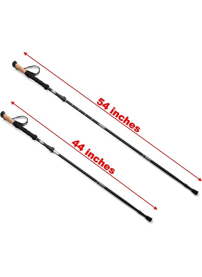 Cascade Mountain Tech Cascade Mountain Tech Trekking Poles - Carbon Fiber Folding Walking Sticks with Quick Adjustable Locks (Set of 2)  - Image 2