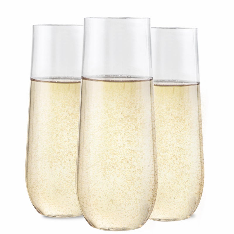 SUT 24PCS Stemless Plastic Champagne Flutes 9oz plastic champagne glasses disposable disposable champagne glasses mimosa glasses plastic for Wedding Parties Shower