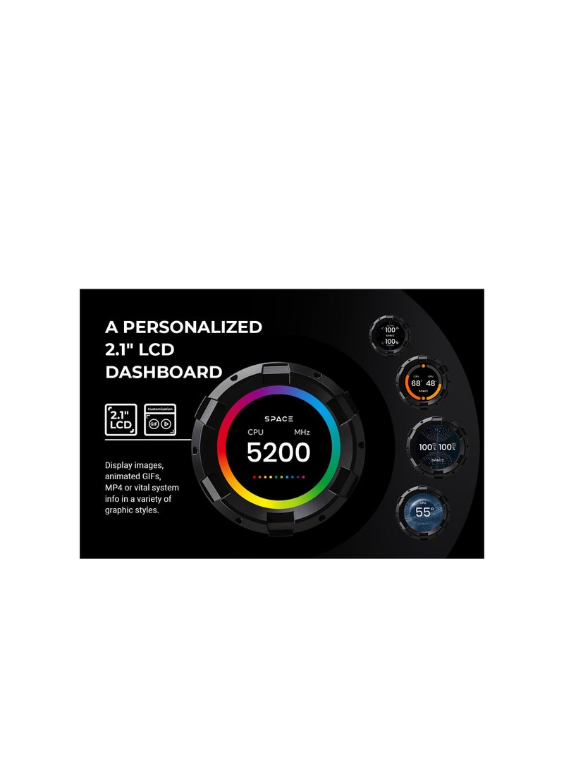 ID-COOLING SL360 CPU Liquid Cooler with Display, Customizable 2.1" LCD Display for Images or Performance Metrics, 360mm AIO Cooler, Three AF127 ARGB Fans, Fits Intel/AMD - Image 2