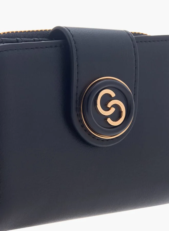Celeste Women Logo Detail Zip Around Wallet with Flap Closure