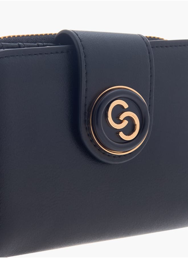 Celeste - Women Logo Detail Zip Around Wallet with Flap Closure - Image 1