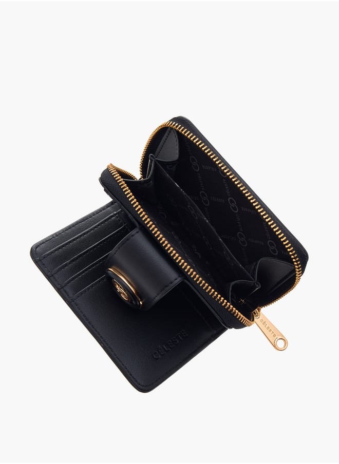 Celeste - Women Logo Detail Zip Around Wallet with Flap Closure - Image 1