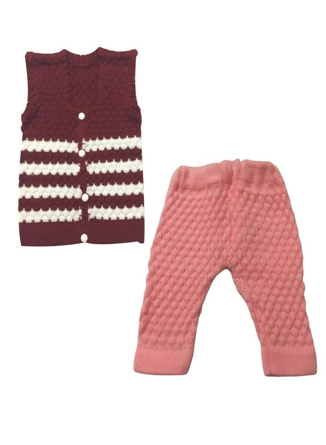Cute Collection Hand Knitted New Born Baby Woolen Sleeveless Sweater with Pyjami for 0 to 6 Months Baby (Unisex) Multicolour - Image 1