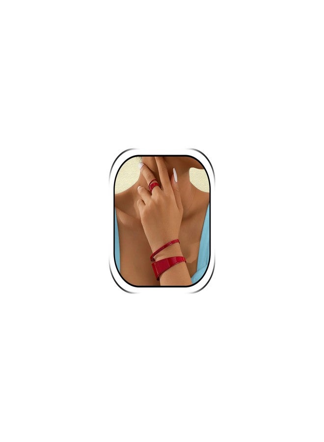 72ore Bangle Bracelet for Women Double-Layer Hollow Red Bracelet Ring Set Party Prom Outfits Accessories Trendy Jewelry - Image 1