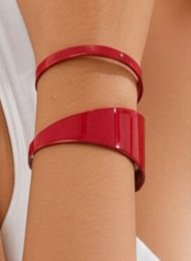 72ore Bangle Bracelet for Women Double-Layer Hollow Red Bracelet Ring Set Party Prom Outfits Accessories Trendy Jewelry - Image 3