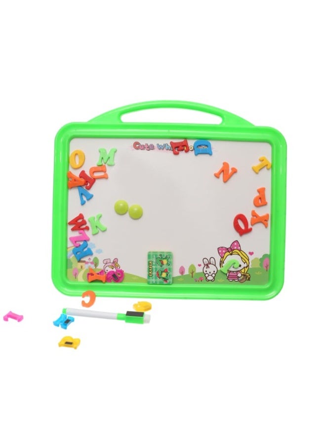 Plastic Drawing And Writing Board 2 in 1 With Magnetic Alphabet letters And Creative Educational Operations Aiming To Teach Children All Educational Skills - Green - Image 1