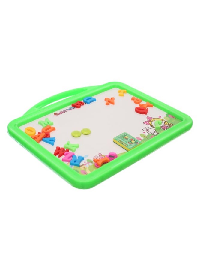 Plastic Drawing And Writing Board 2 in 1 With Magnetic Alphabet letters And Creative Educational Operations Aiming To Teach Children All Educational Skills - Green - Image 2