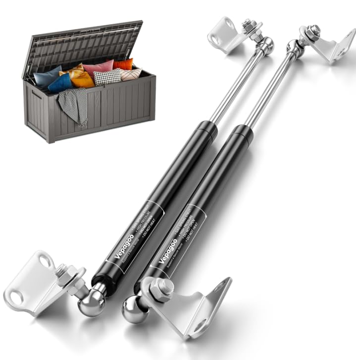Vepagoo Gas Struts 15 Inch 10Lb/44N Shock with Brackets, RV Bed Storage Door Lift Kit, Heavy Lid Duty Springs (Fit 8lb-11lb Lid), 2pcs (1pair) - Image 1