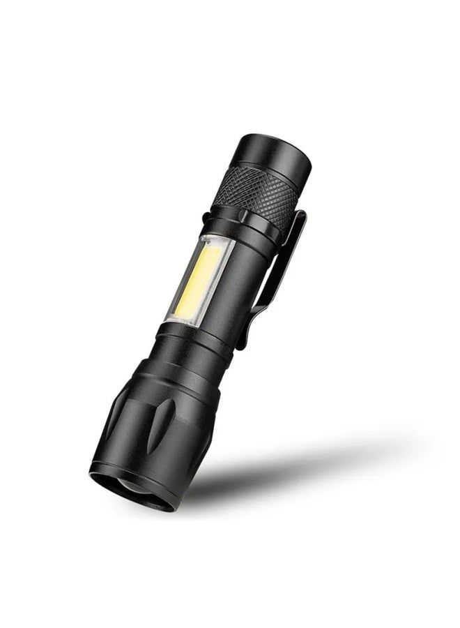 Portable Mini Emergency LED Flashlight Aluminum Alloy Strong Light Adjustable Focus Searchlight Rechargeable Home Use Small Torc-Color:513 Aluminum Alloy USB Cable Bubble Bag  - Image 1