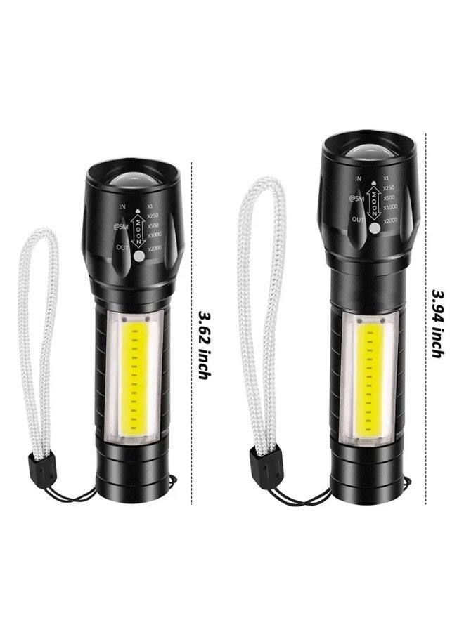 Portable Mini Emergency LED Flashlight Aluminum Alloy Strong Light Adjustable Focus Searchlight Rechargeable Home Use Small Torc-Color:513 Aluminum Alloy USB Cable Bubble Bag  - Image 3