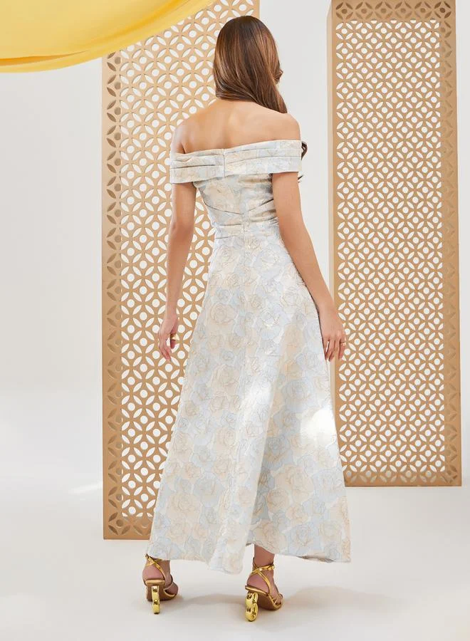 Styli Off-Shoulder Floral Dress