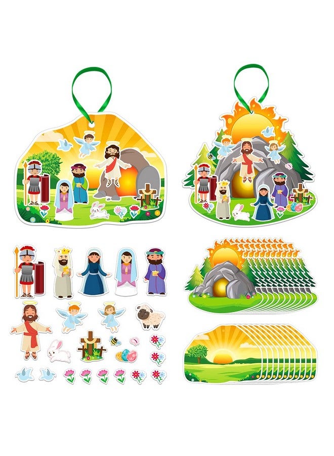 FaCraft 24 Sets Easter Crafts for Kids-Religious Gifts Make an Easter He Lives Sticker Scenes Resurrection Crafts Stickers for Christian Bible Sunday School Party Favors - Image 1