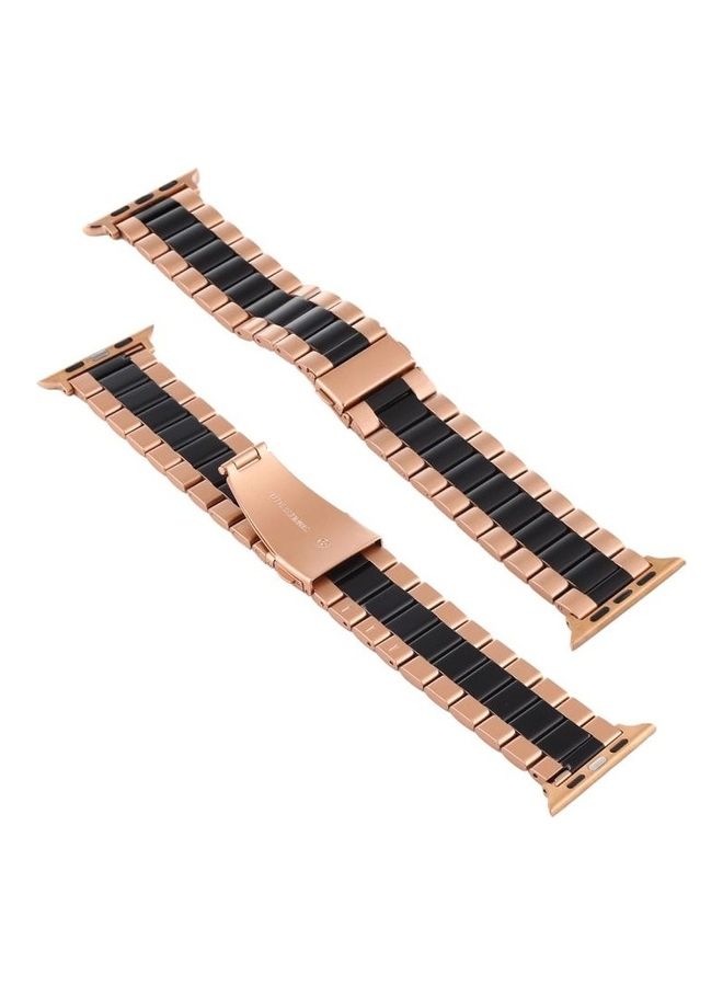NIBEMINENT Replacement Watchband For Apple Watch Black/Gold - Image 1