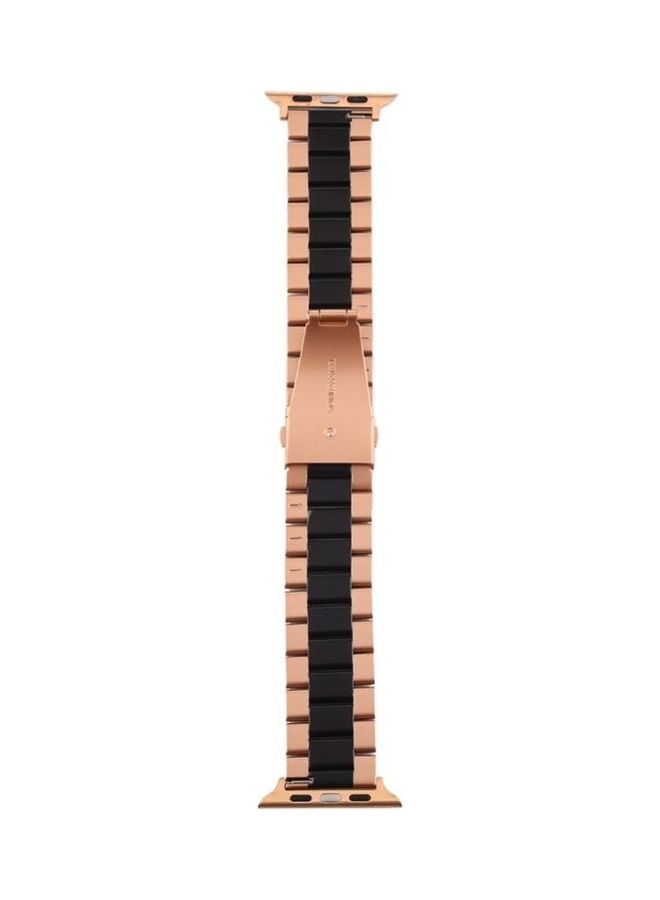 NIBEMINENT Replacement Watchband For Apple Watch Black/Gold - Image 2