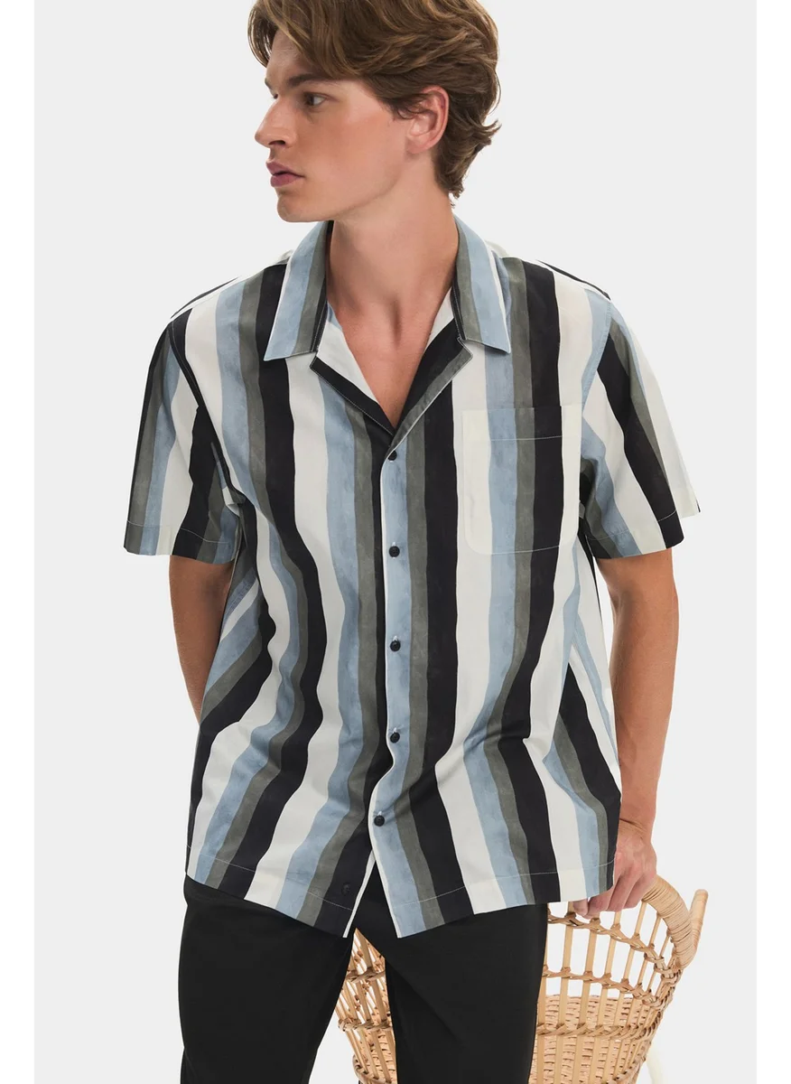 جون Exclusive Men's Short Sleeve Striped Shirt
