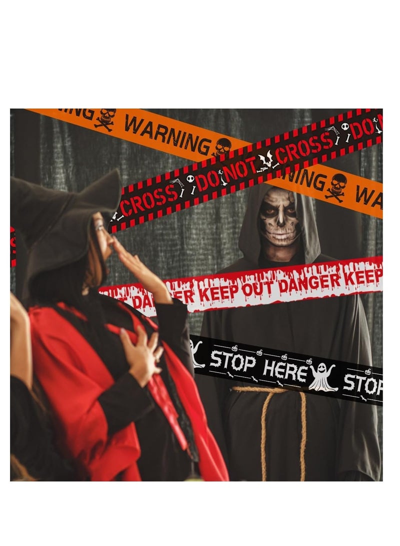 CityRiya-Long Halloween Warning Tape 7 Styles Scary Caution Tape Sign for Haunted House, Hazard Areas, Zombie Party and Halloween Party Indoor Outdoor Garden Yard Decoration (Multi, 7PCS) - Image 4