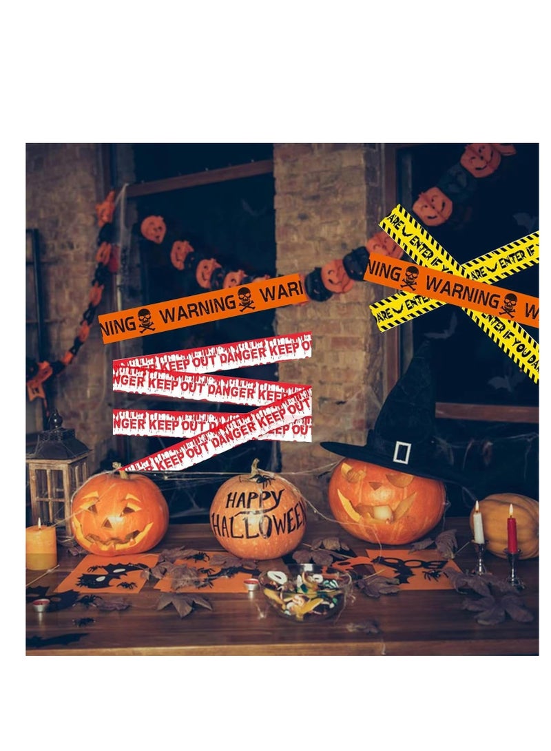 CityRiya-Long Halloween Warning Tape 7 Styles Scary Caution Tape Sign for Haunted House, Hazard Areas, Zombie Party and Halloween Party Indoor Outdoor Garden Yard Decoration (Multi, 7PCS) - Image 5