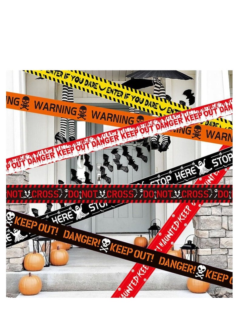 CityRiya-Long Halloween Warning Tape 7 Styles Scary Caution Tape Sign for Haunted House, Hazard Areas, Zombie Party and Halloween Party Indoor Outdoor Garden Yard Decoration (Multi, 7PCS) - Image 3