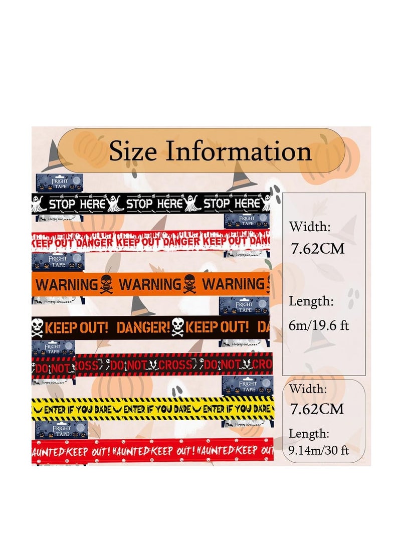 CityRiya-Long Halloween Warning Tape 7 Styles Scary Caution Tape Sign for Haunted House, Hazard Areas, Zombie Party and Halloween Party Indoor Outdoor Garden Yard Decoration (Multi, 7PCS) - Image 2