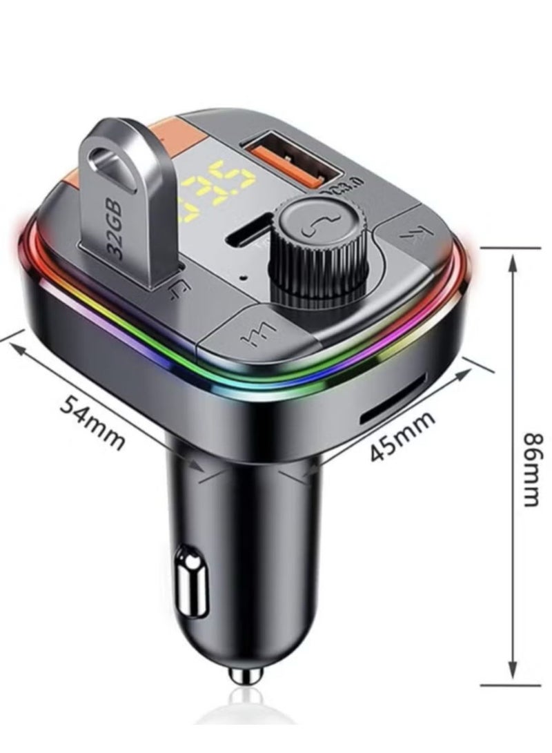 Denx Car charger and Bluetooth player with 3 PD USB ports, compatible with most smartphones, black - Image 4