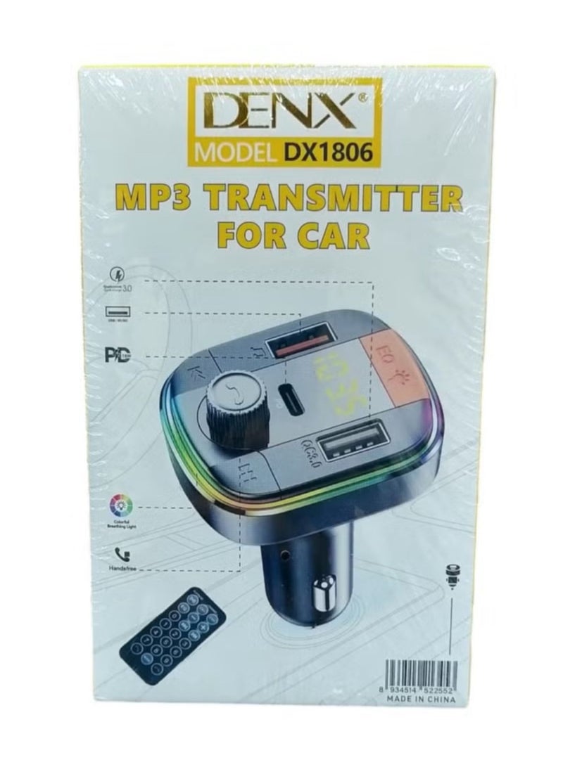 Denx Car charger and Bluetooth player with 3 PD USB ports, compatible with most smartphones, black - Image 3