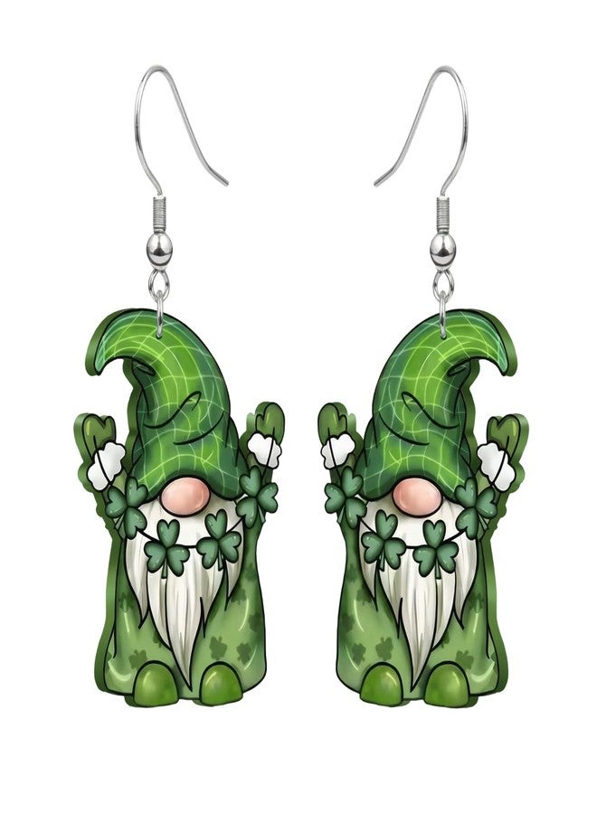 LaBling St. Patrick's Day Earrings for Women | Irish Shamrock Acrylic Dangle Earrings | Clover Hat Fun Drop Earrings - 006 - Image 1