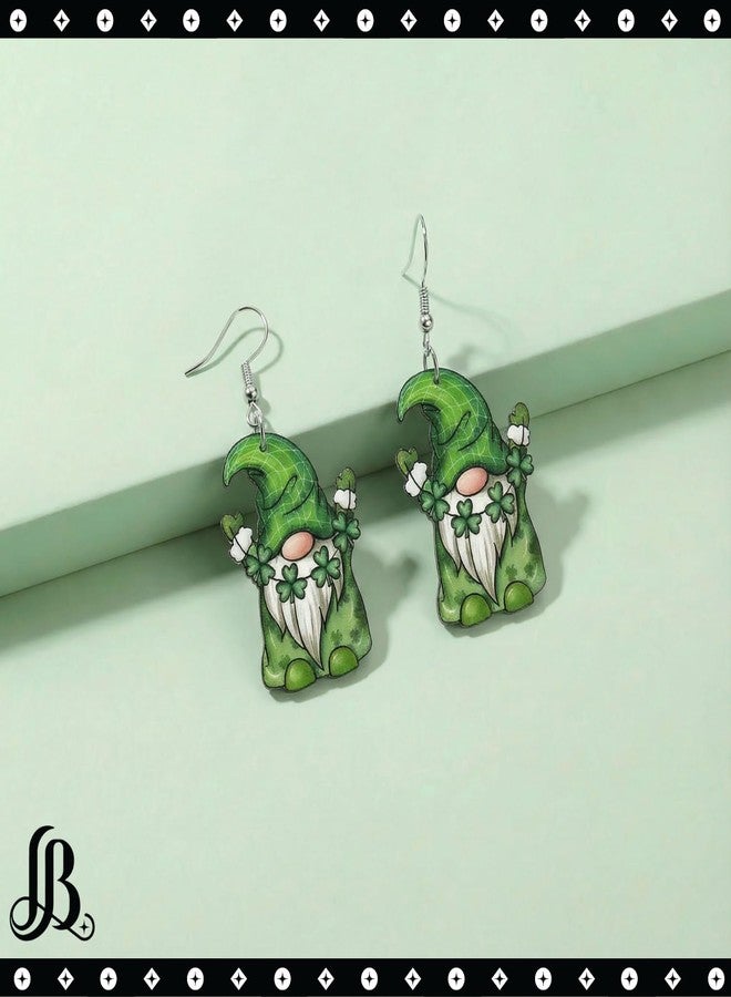 LaBling St. Patrick's Day Earrings for Women | Irish Shamrock Acrylic Dangle Earrings | Clover Hat Fun Drop Earrings - 006 - Image 3