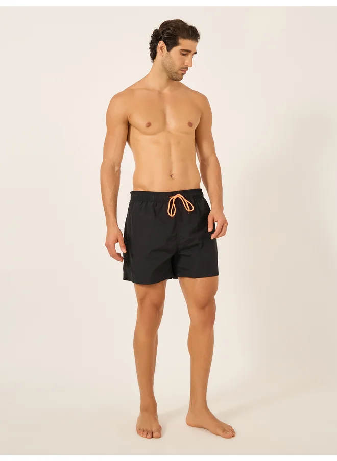 Styli Styli Solid Regular Swim Shorts with Contrast Drawstring